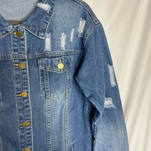 Dark denim distressed jacket
